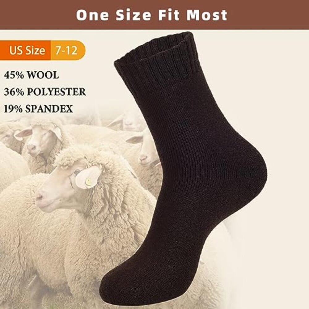Men's Thermal Wool Boot Socks Thick Cozy Winter Athletic Cold Weather - Picture 7 of 7